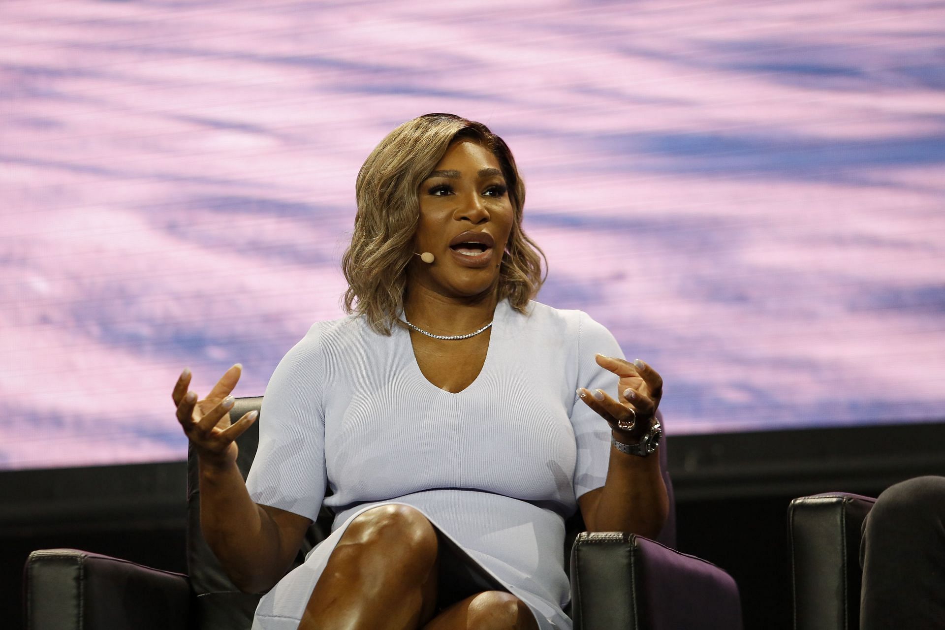 Serena Williams speaking during the Bitcoin 2022 Conference in Miami.