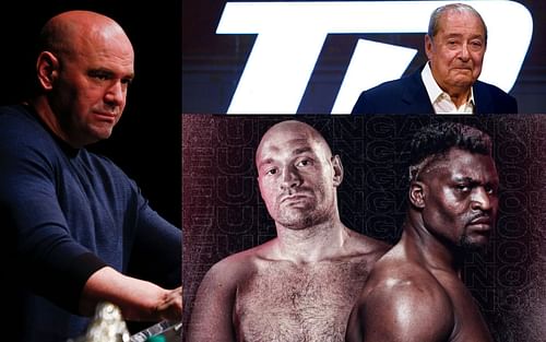 (Clockwise) Dana White, Bob Arum, Francis Ngannou, Tyson Fury