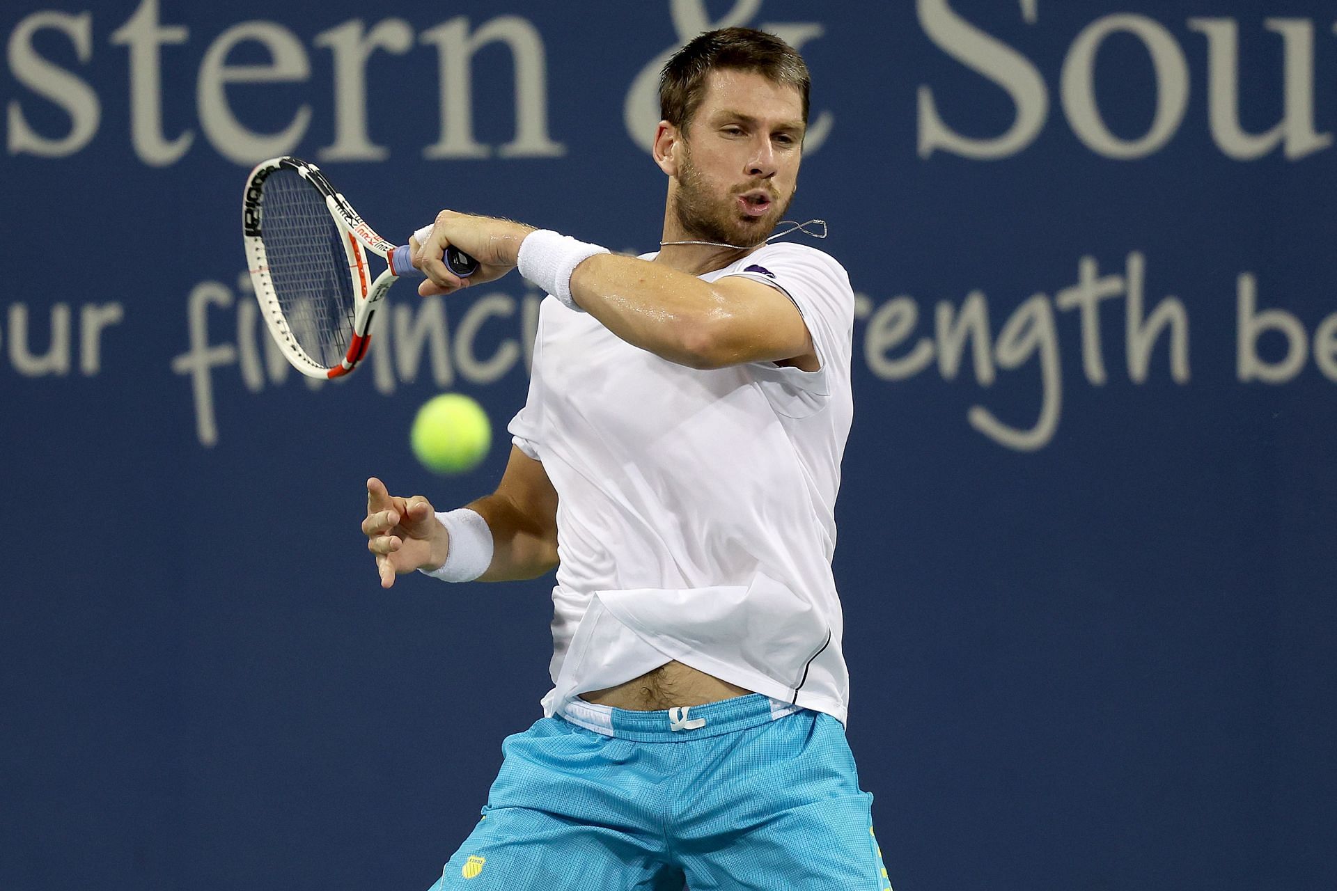 Cameron Norrie strikes the ball at the Western & Southern Open