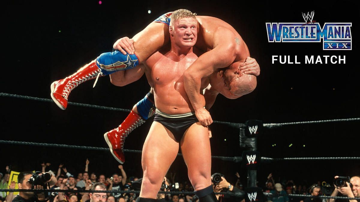 Brock Lesnar was delivering an F-5 to Kurt Angle.