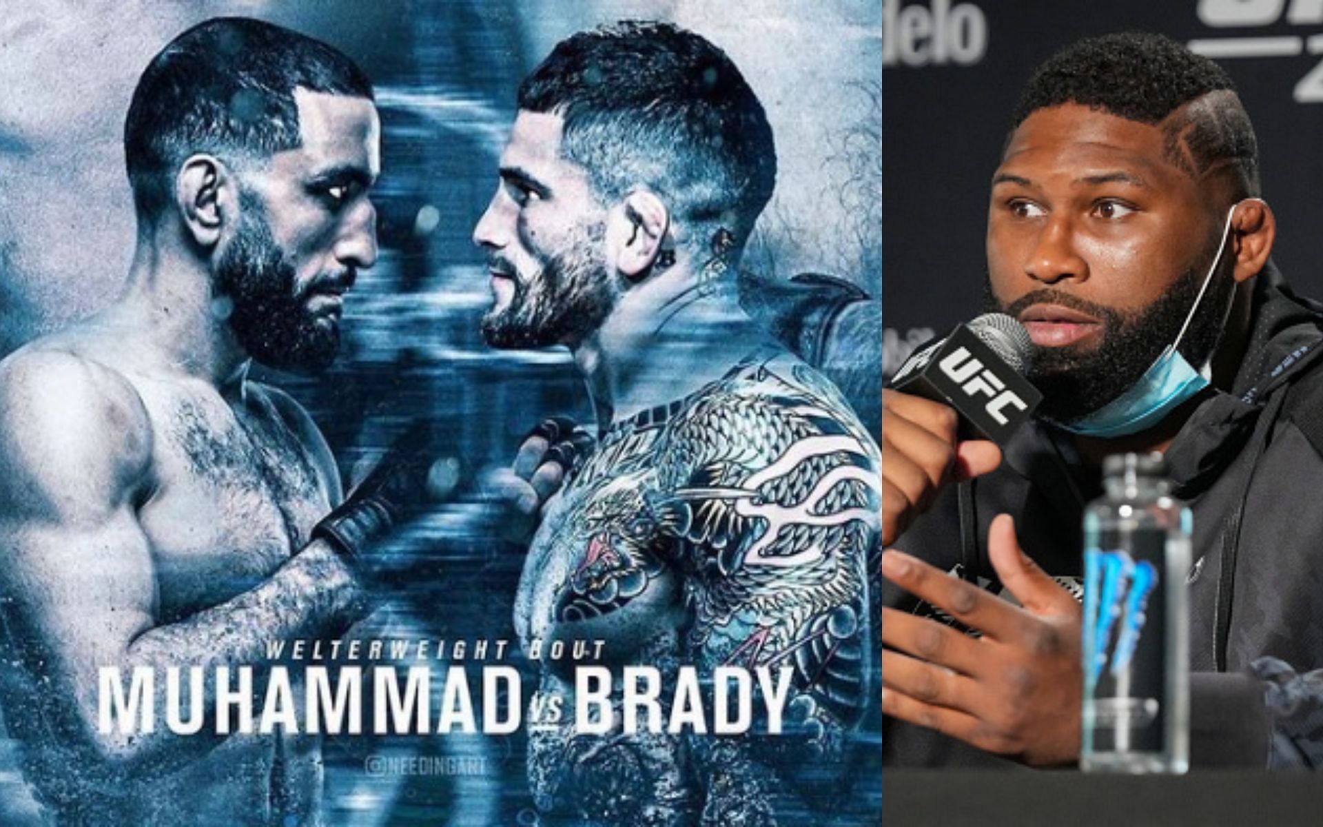 Belal Muhammad vs. Sean Brady (left. Image credit: @bullyb170 on Instagram), Curtis Blaydes (right)