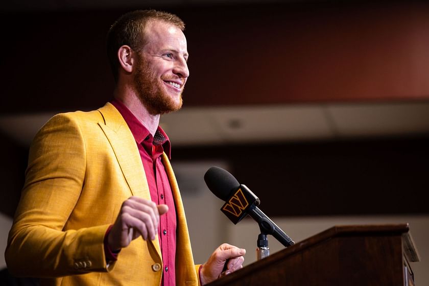 carson wentz commanders suit