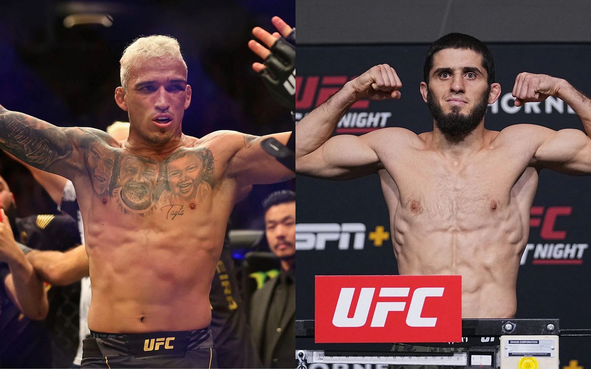 Charles Oliveira (left) and Islam Makhachev (right) 