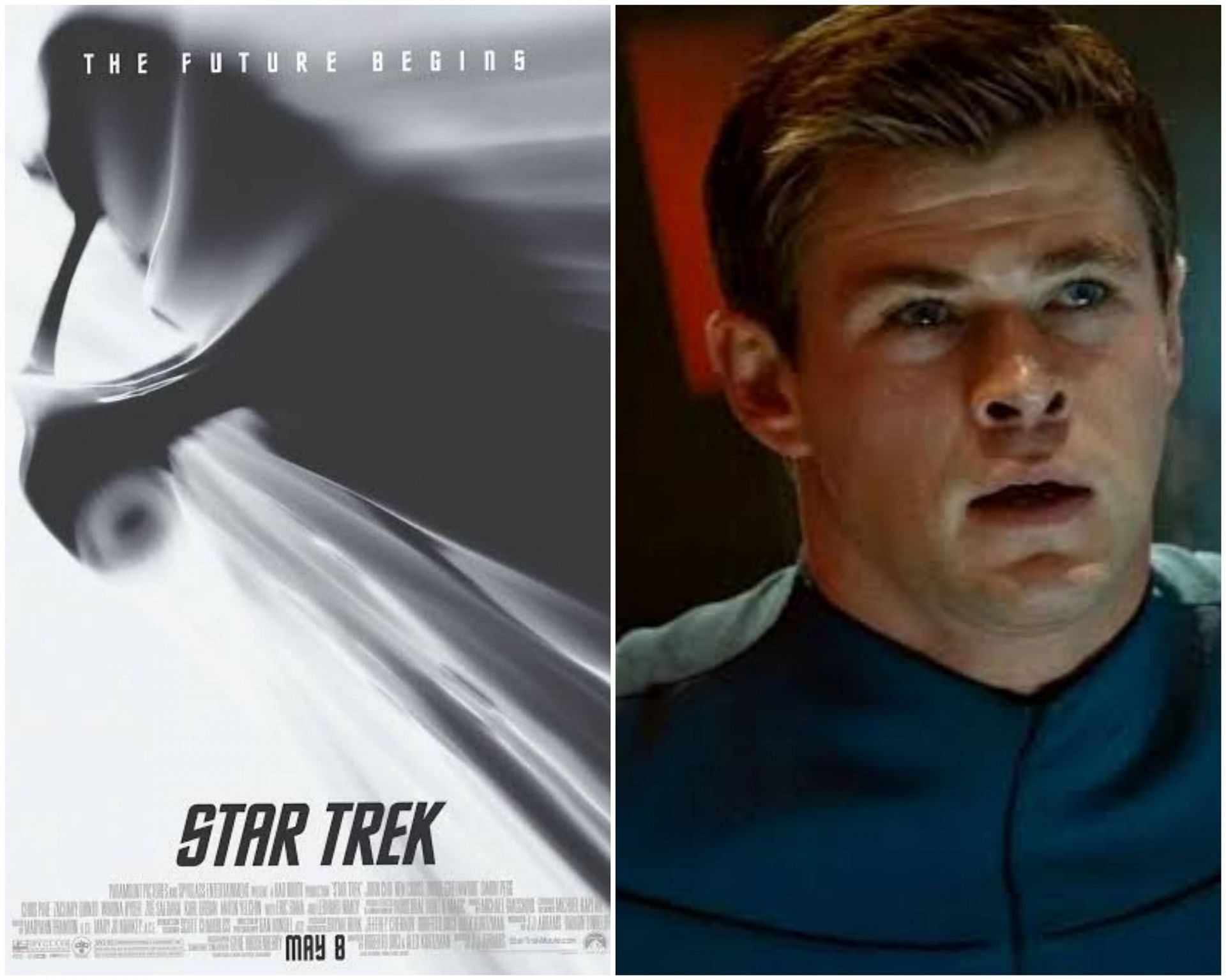 Star Trek 2009 poster / A still of Chris Hemsworth in the film (Images via IMDb)