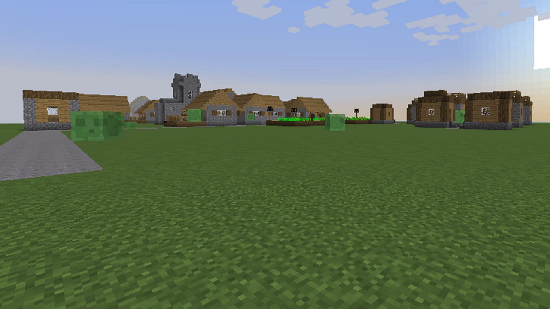 Structures built on a superflat Minecraft world (Image via Minecraft101.net)