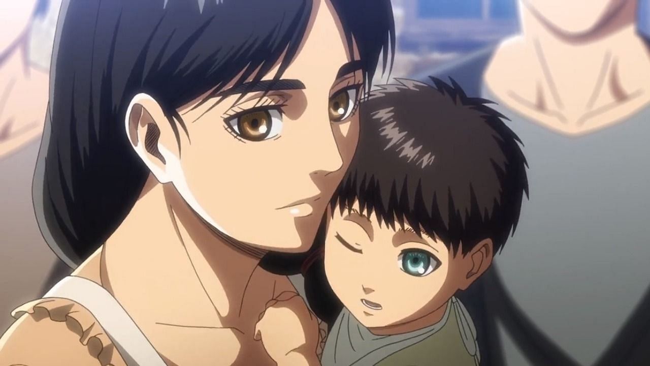 Carla, seen with baby Eren as seen in the series&#039; anime (Image Credits: Hajime Isayama/Kodansha, Kodansha USA, Attack on Titan)