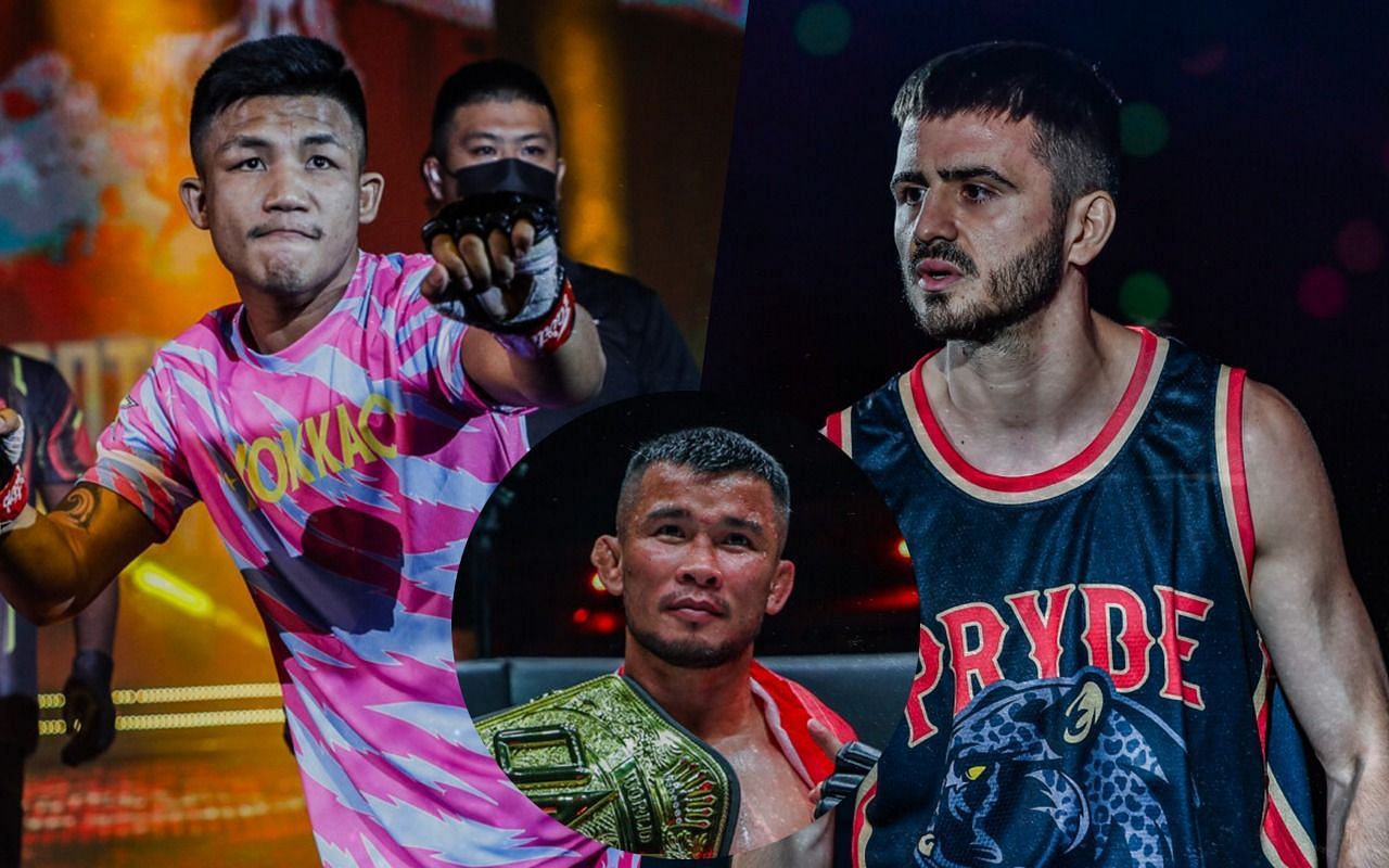 [Photo Credit: ONE Championship] Rodtang Jitmuangnon, Nong-O Gaiyanghadao, Savvas Michael.