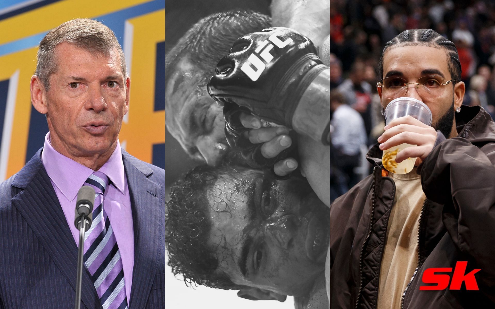 Vince McMahon (left), Luke Rockhold vs. Paulo Costa (center), Drake (right)