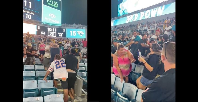 Rowdy fans fighting in the stands at Jacksonville Jaguars vs. Pittsburgh Steelers  preseason game