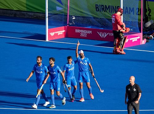 The Indian men's hockey team at CWG 2022. (PC: Hockey India)