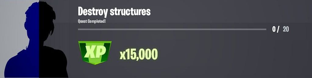 Destroy 20 structures in Fortnite to earn 15,000 XP (Image via Twitter/iFireMonkey)