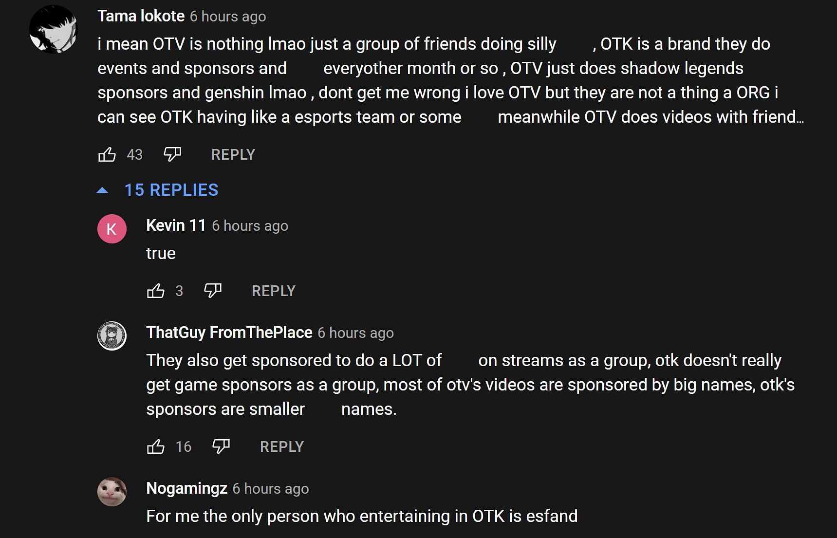 Fans in the YouTube comments section reacting to the streamers' interaction 2/2 (Image via Offline Network/YouTube)