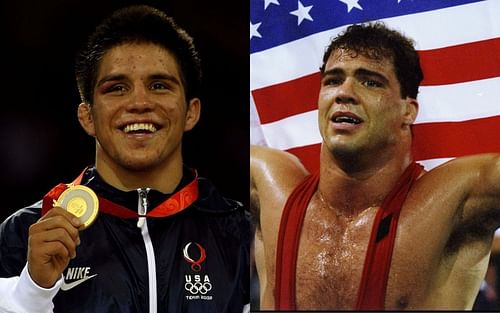 Henry Cejudo (left), Kurt Angle (right)