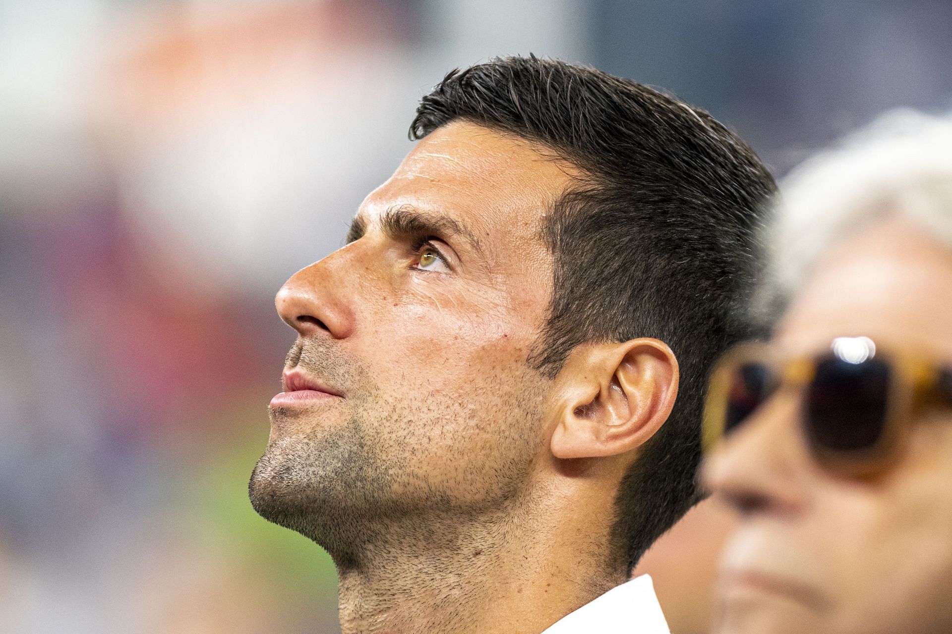 Novak Djokovic at a basketball match between Slovenia and Serbia