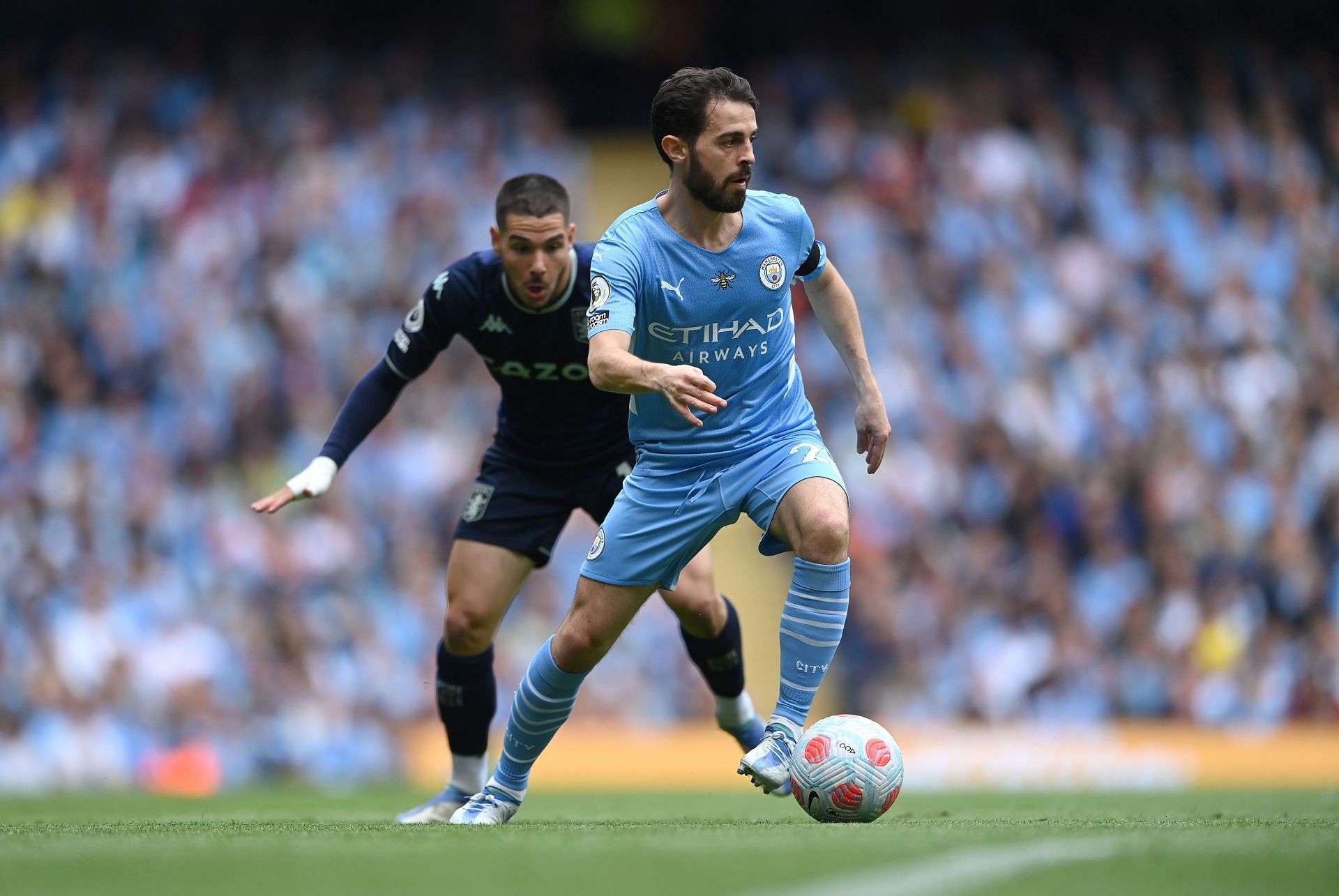 Silva in action against Aston Villa in the Premier League