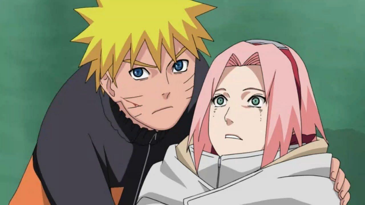 Naruto (left) and Sakura (right) as seen in the series&#039; anime (Image via Studio Pierrot)
