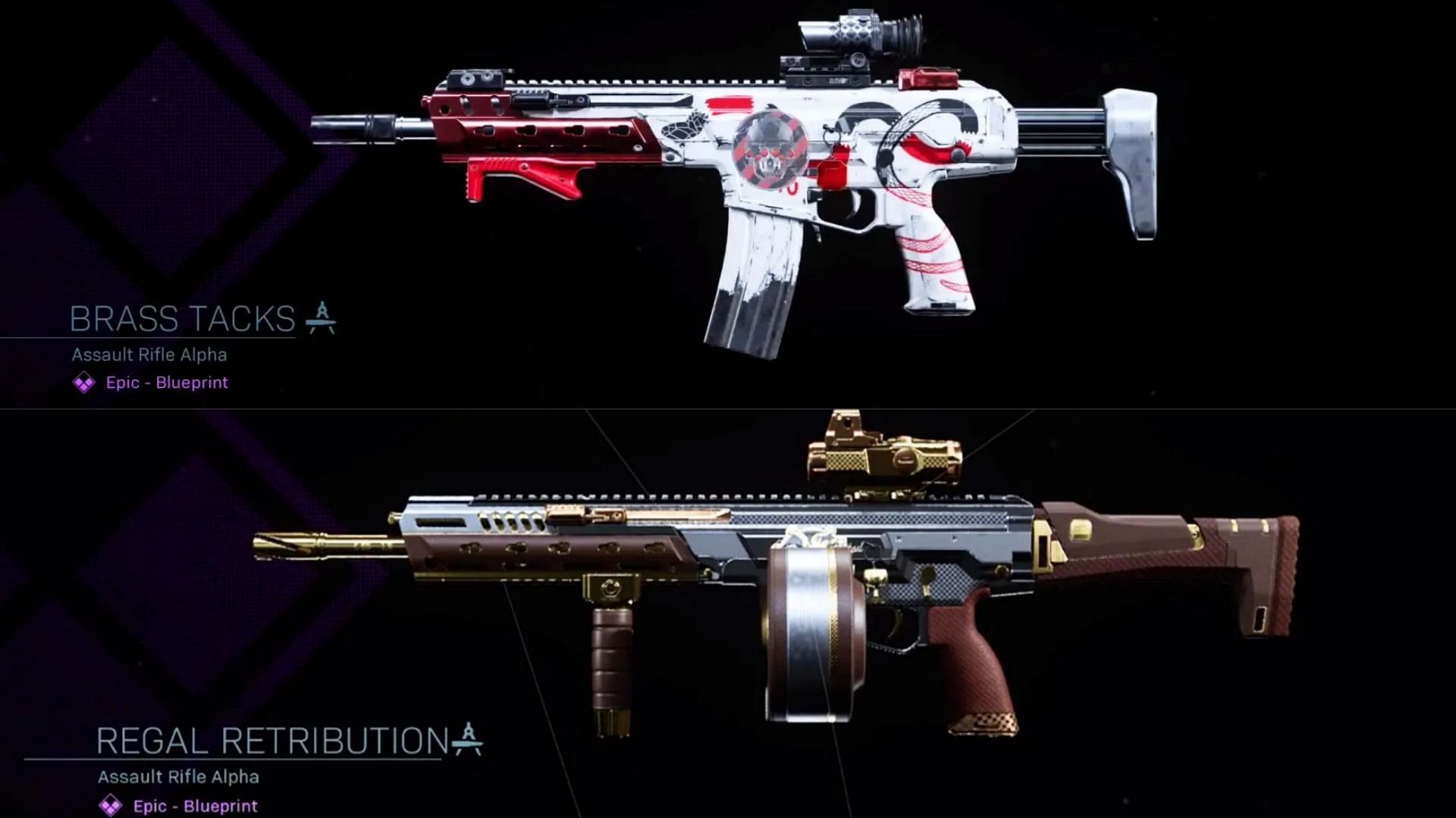 Some available blueprints of Kilo 141 in Warzone (Image via Activision)
