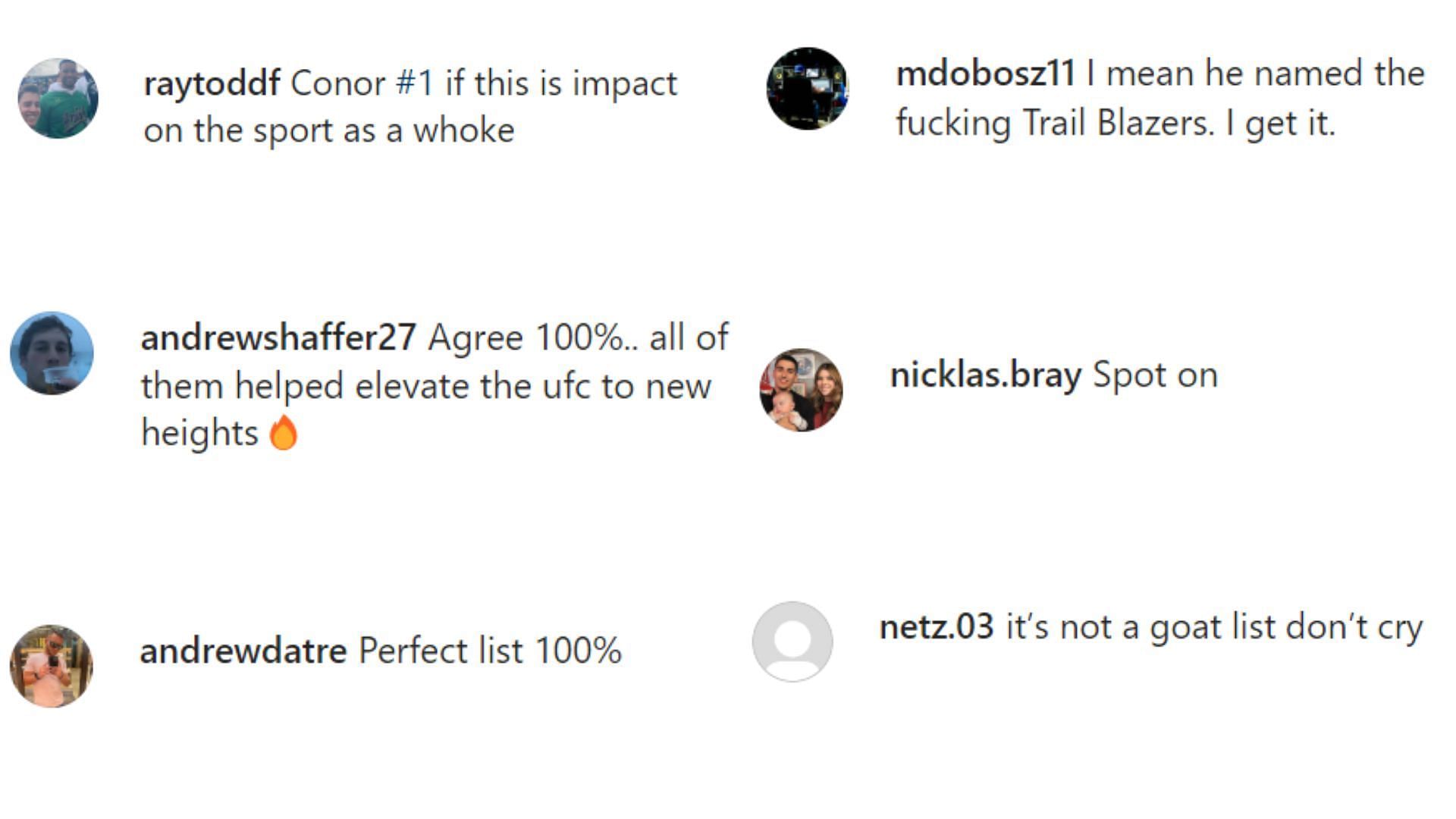 Fans comment on White&#039;s Top 5 list [Screencapped from @themaclifeofficial on Instagram]