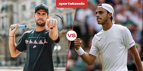 Karen Khachanov (L) and Francisco Cerundolo.