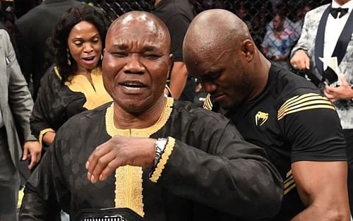 UFC welterweight champion Kamaru Usman (R) with his father [ Image credits: @usman84kg /Instagram ]