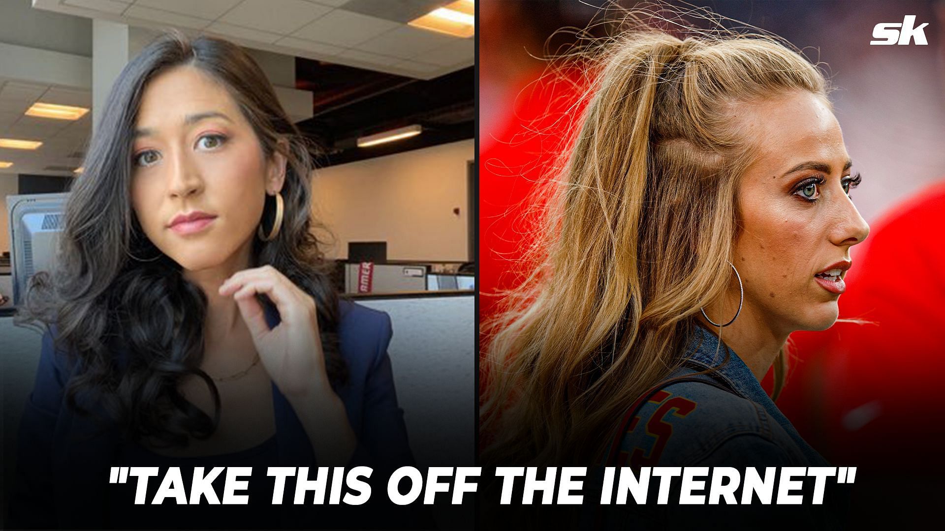 NFL analyst Mina Kima (left) and Brittany Mahomes (right)