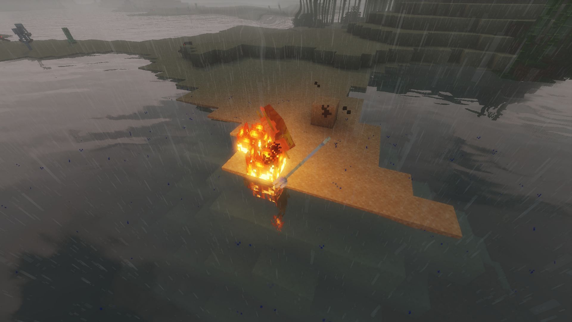 A turtle being struck by lightning (Image via Minecraft)