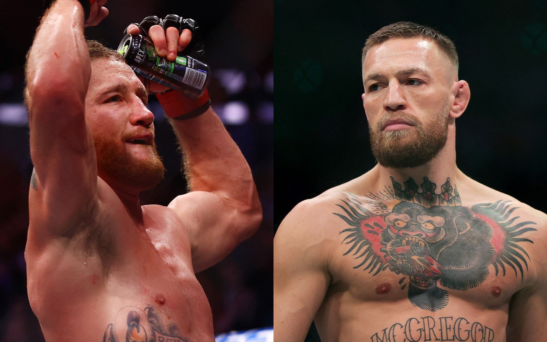 Justin Gaethje (left), Conor McGregor (right)