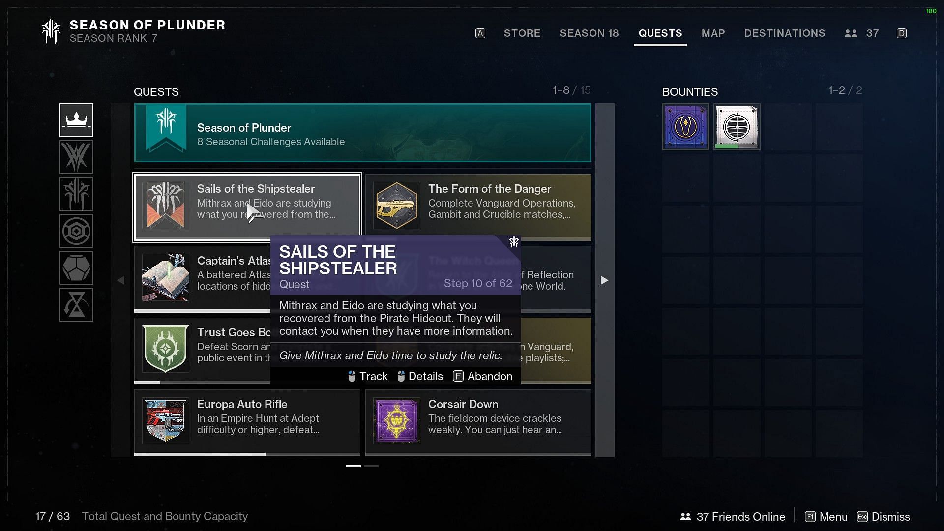 Sails of the Shipstealer quest in Destiny 2 Season 18 (Image via Bungie)