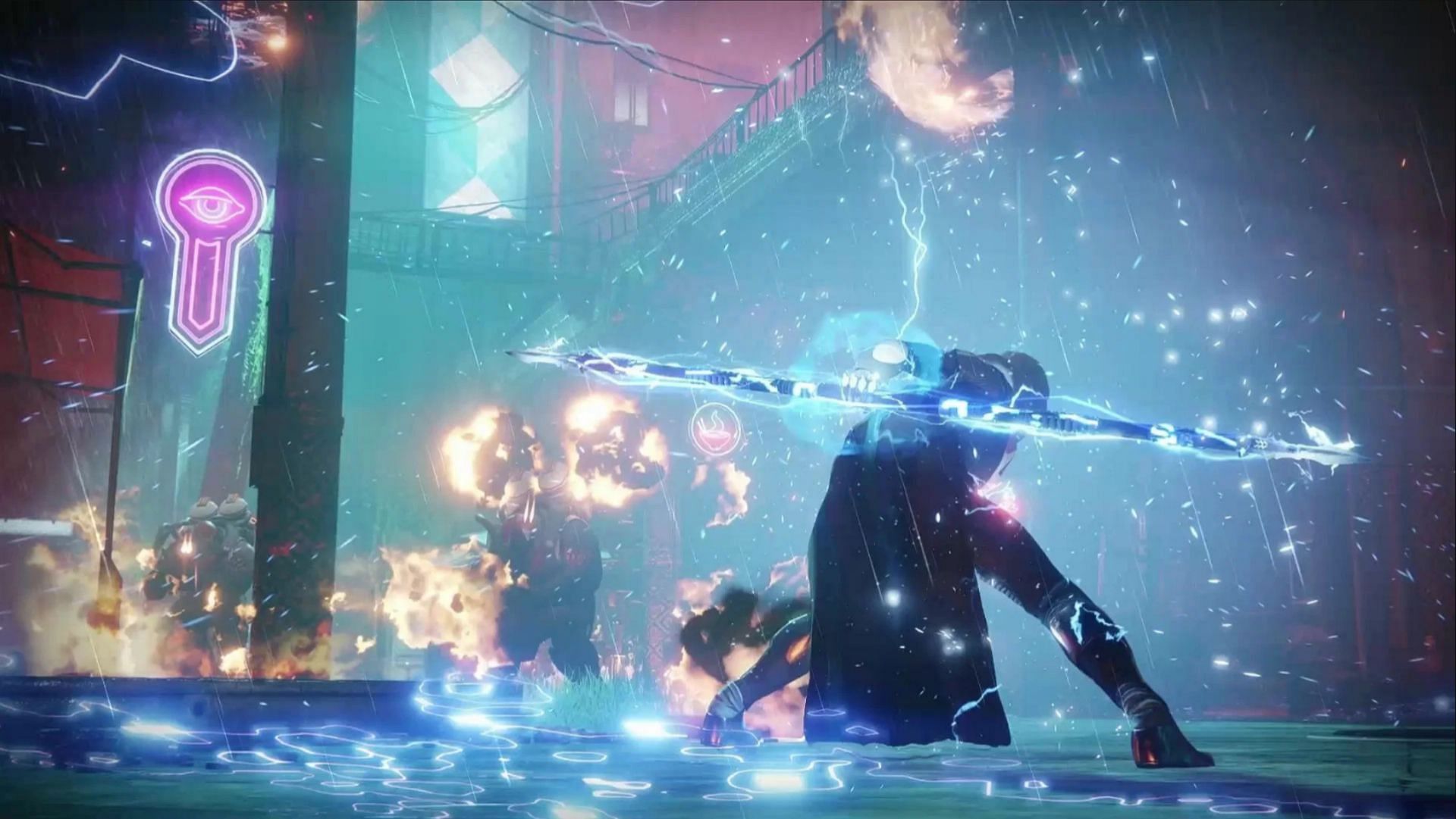 Hunter with an Arc staff in Destiny 2 (Image via Bungie)