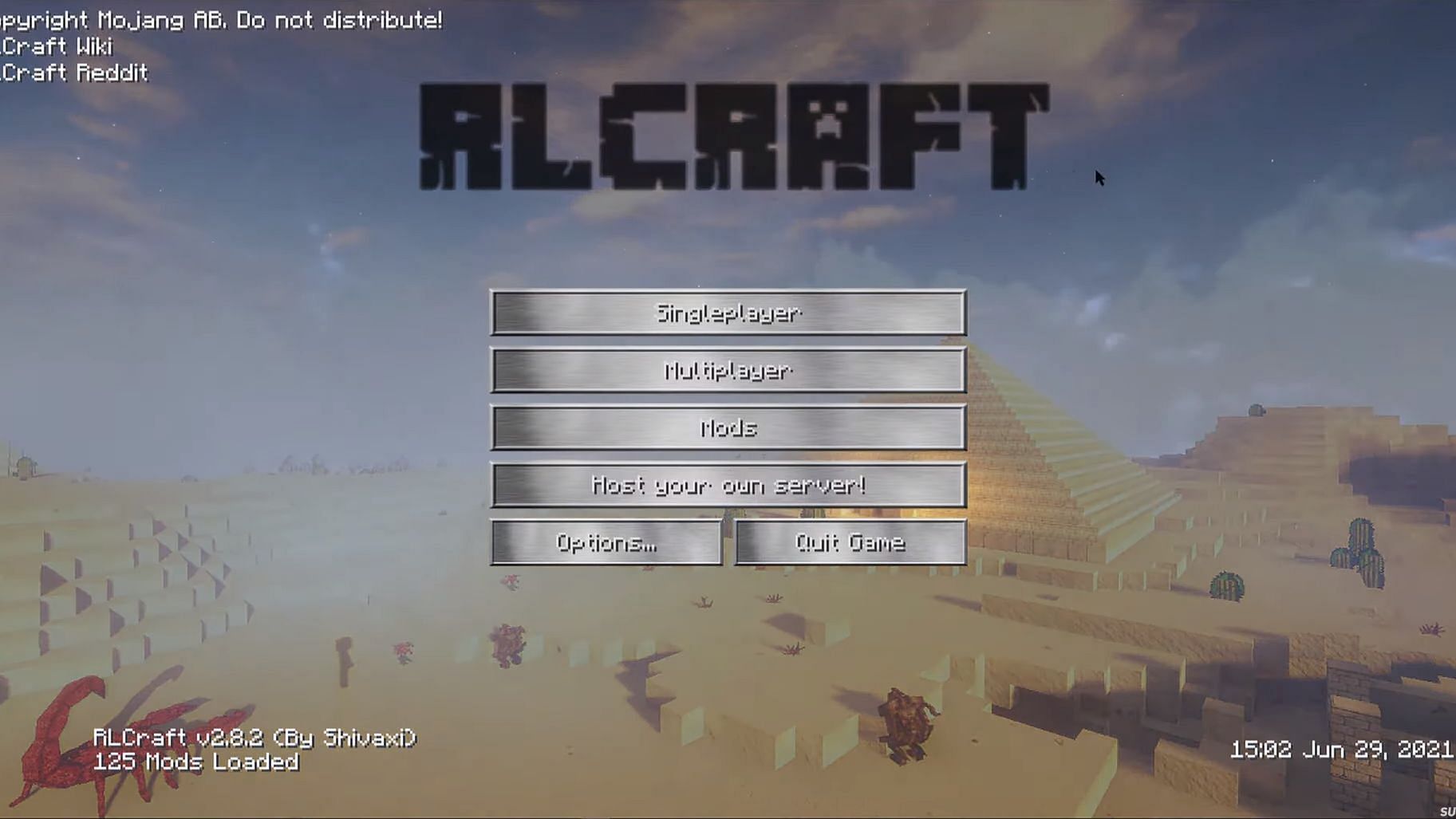 The Minecraft modpack even changes the main menu (Image via YouTube/ItzCuba Tutorials)