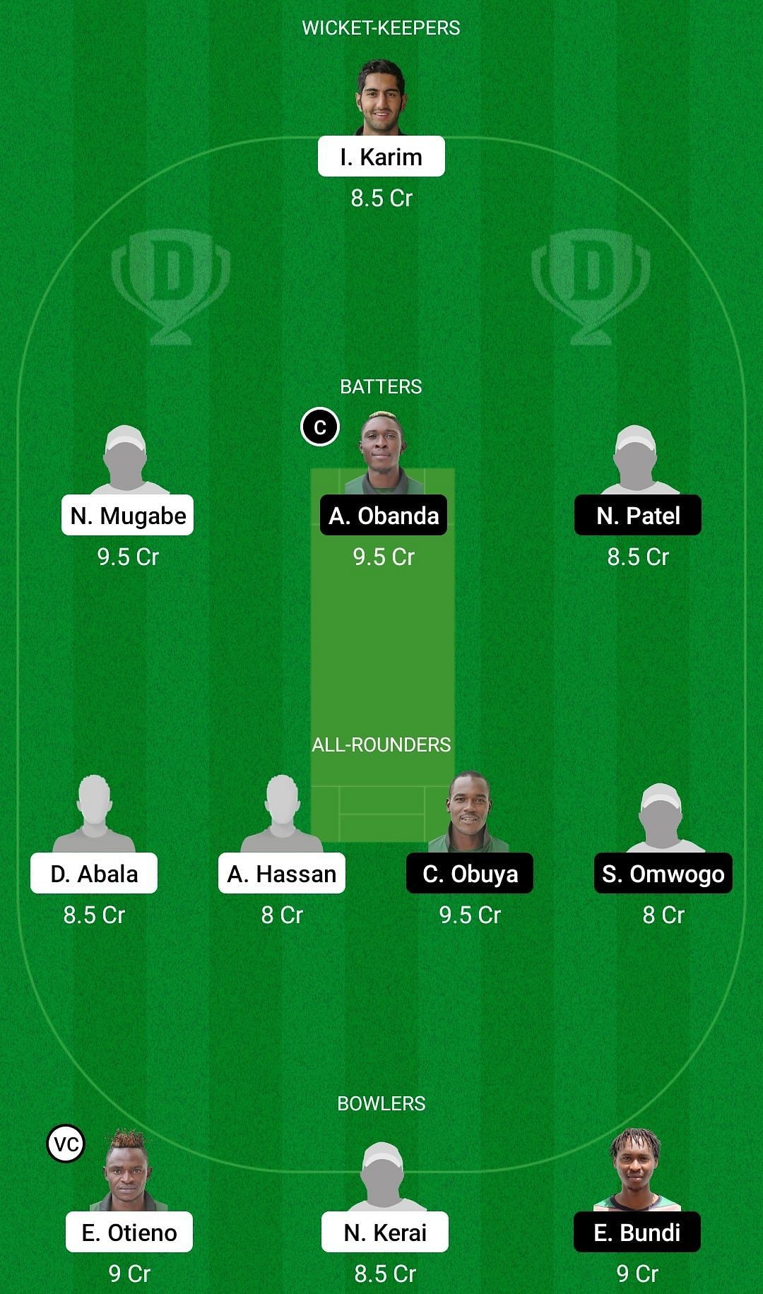 Dream11 Team for Nakuru Flamingo vs Nairobi Lions - Kenya D10 2022.