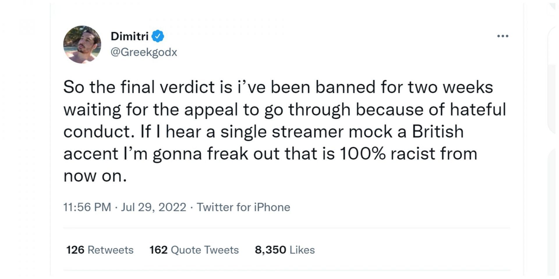 Dimitri tweet (Image via Greekgodx/Twitter)