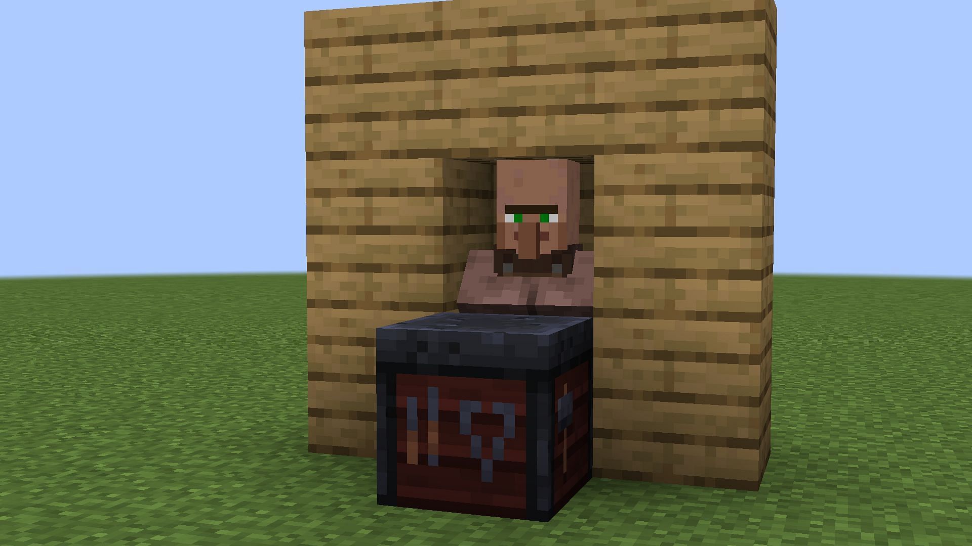 Smithing table with a Toolsmith in Minecraft (Image via Mojang)