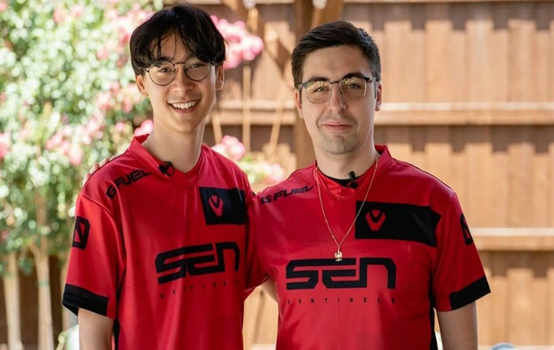The Sentinels&#039; Valorant roster hosts two of the biggest names in competitive gaming, Shroud and TenZ (Image via Sentinels/Twitter)