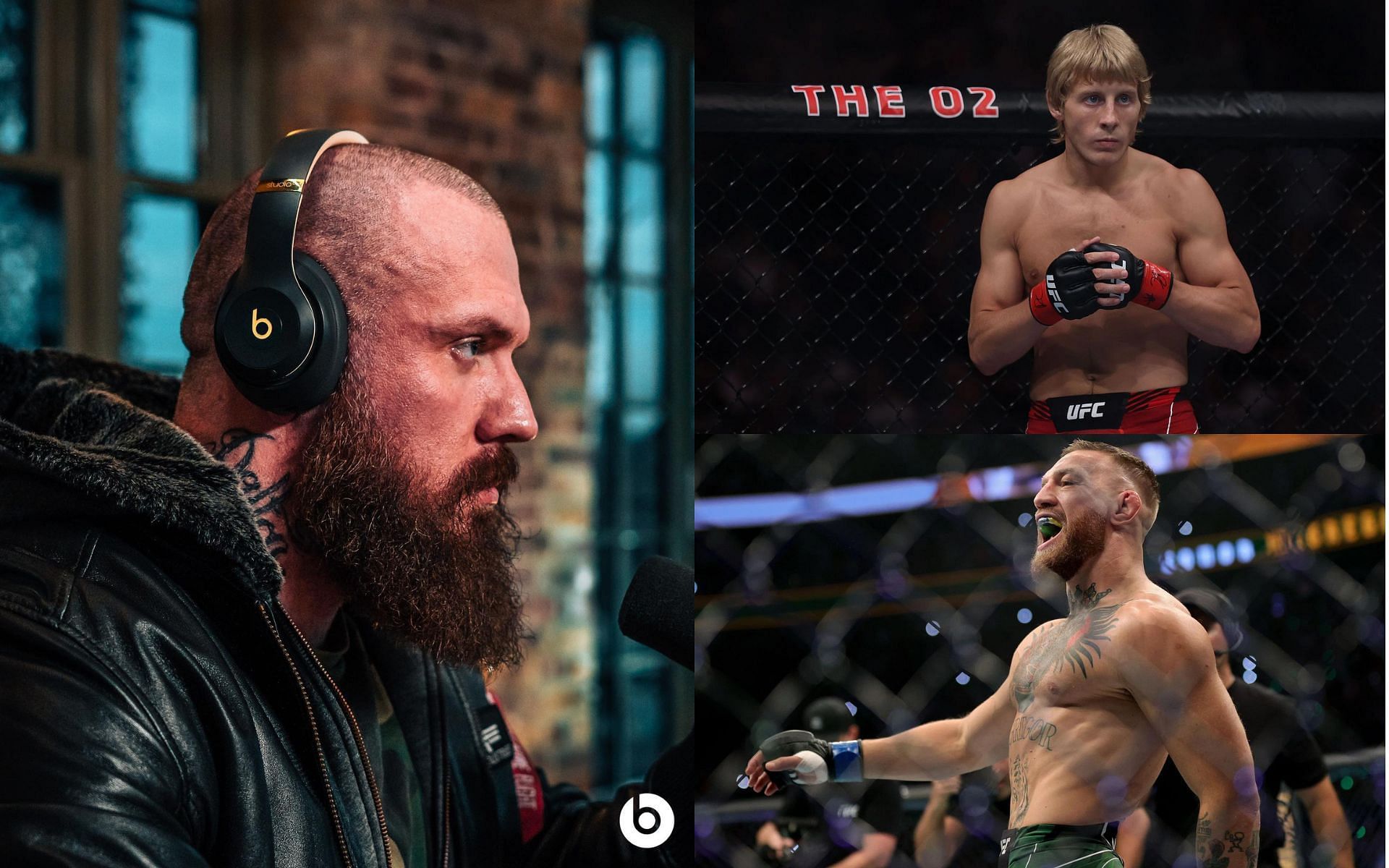 True Geordie (Left), Paddy Pimblett (Top-Right), and Conor McGregor (Bottom-Right) (Images courtesy of @truegeordieofficial Instagram and Getty)