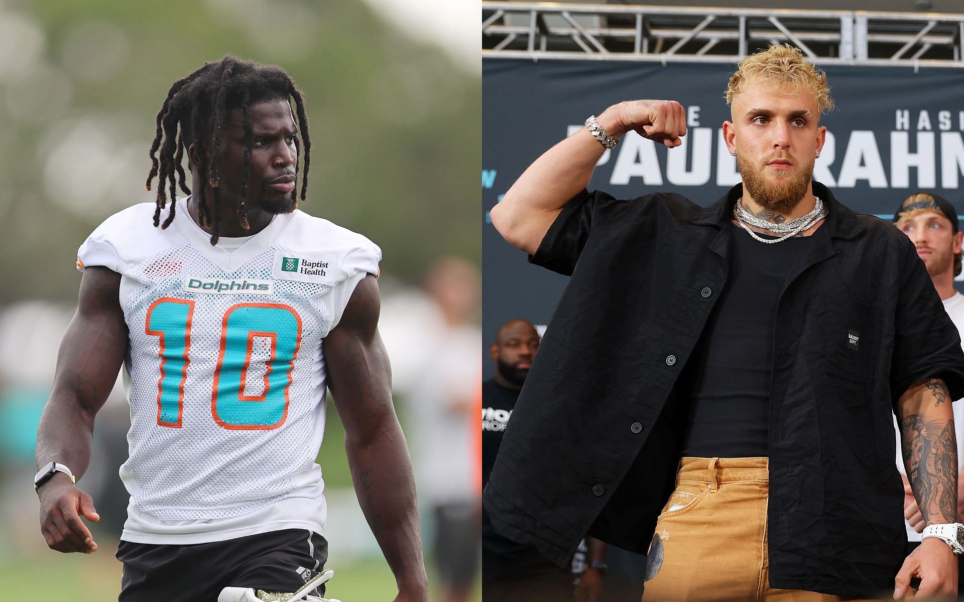 Tyreek Hill (left) and Jake Paul (right) (Image credits Getty Images)