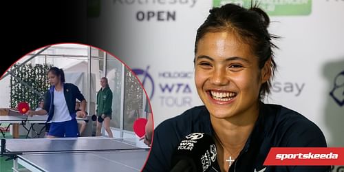 Emma Raducanu gets a dose of fun time in the Citi Open where she is seen playing table tennis.