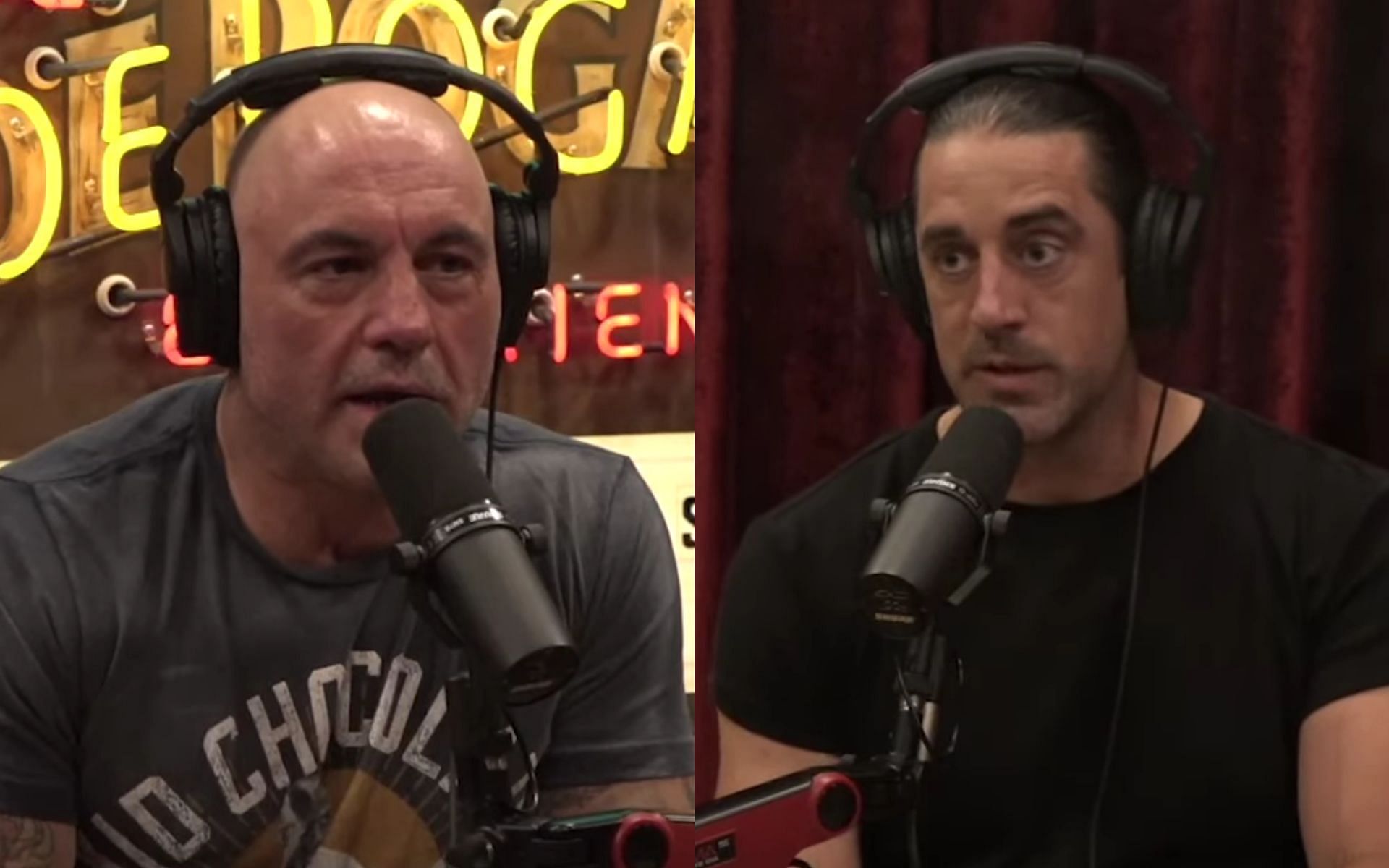 Joe Rogan (left), Aaron Rodgers (right) [Images courtesy of PowerfulJRE on YouTube]