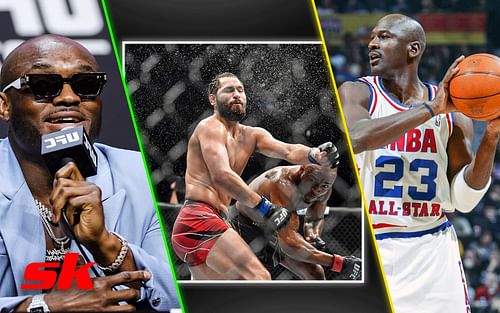 L-R: Kamaru Usman, Usman and Masvidal at UFC 261 and Michael Jordan [Images via @usman84kg on Instagram and Getty]