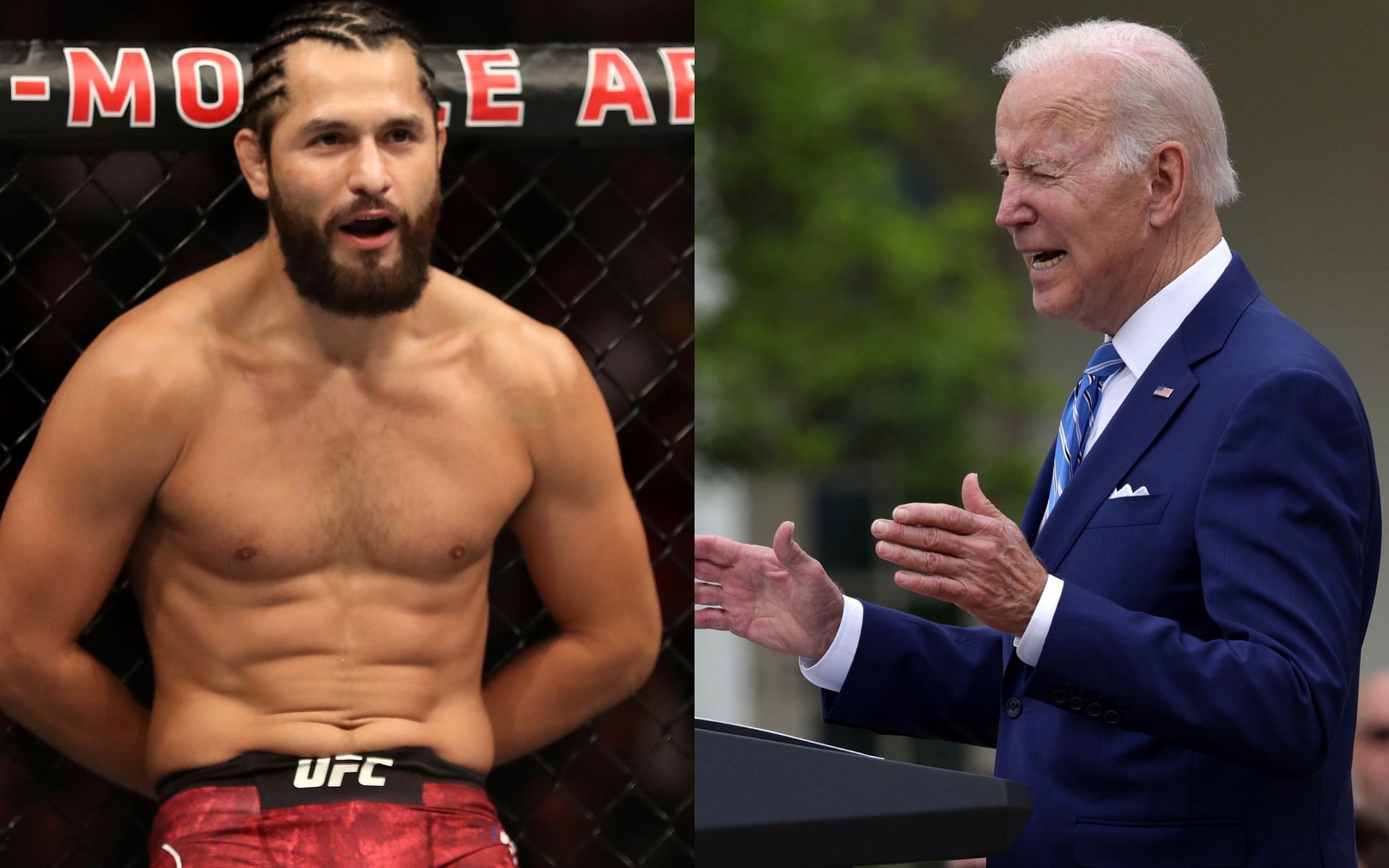 Jorge Masvidal (left), Joe Biden (right)