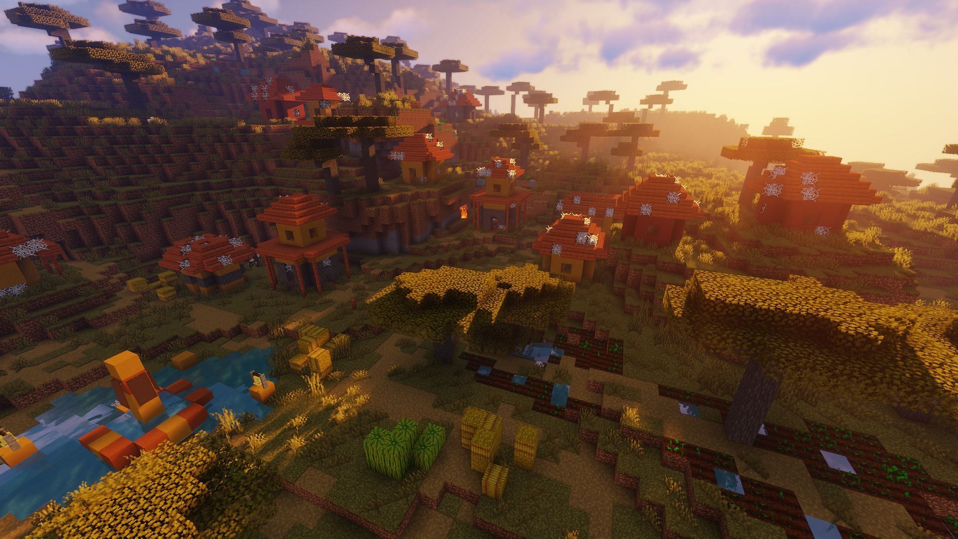 The zombie village found next to spawn (Image via Minecraft)