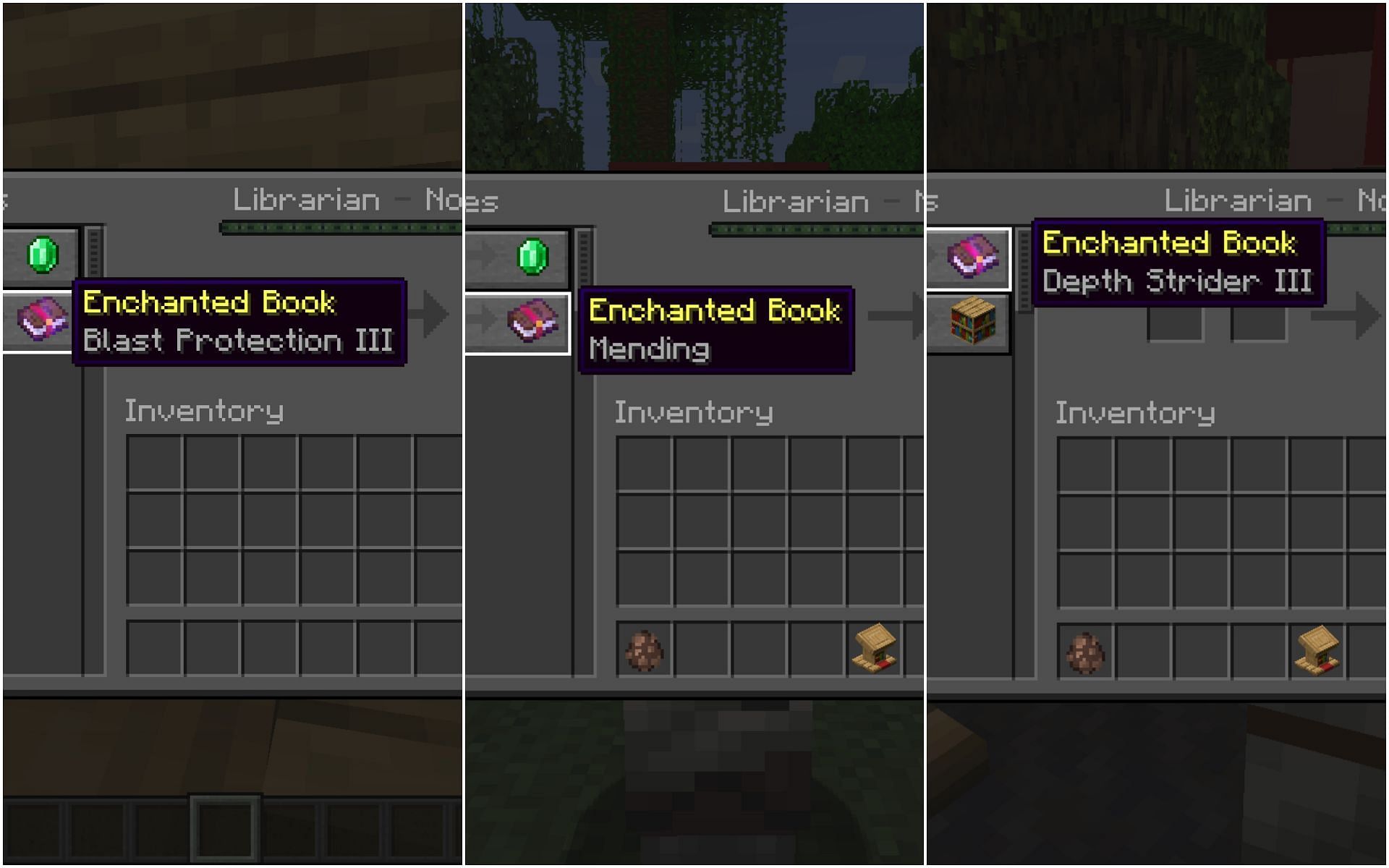 Which enchantments can librarian villagers give in Minecraft?