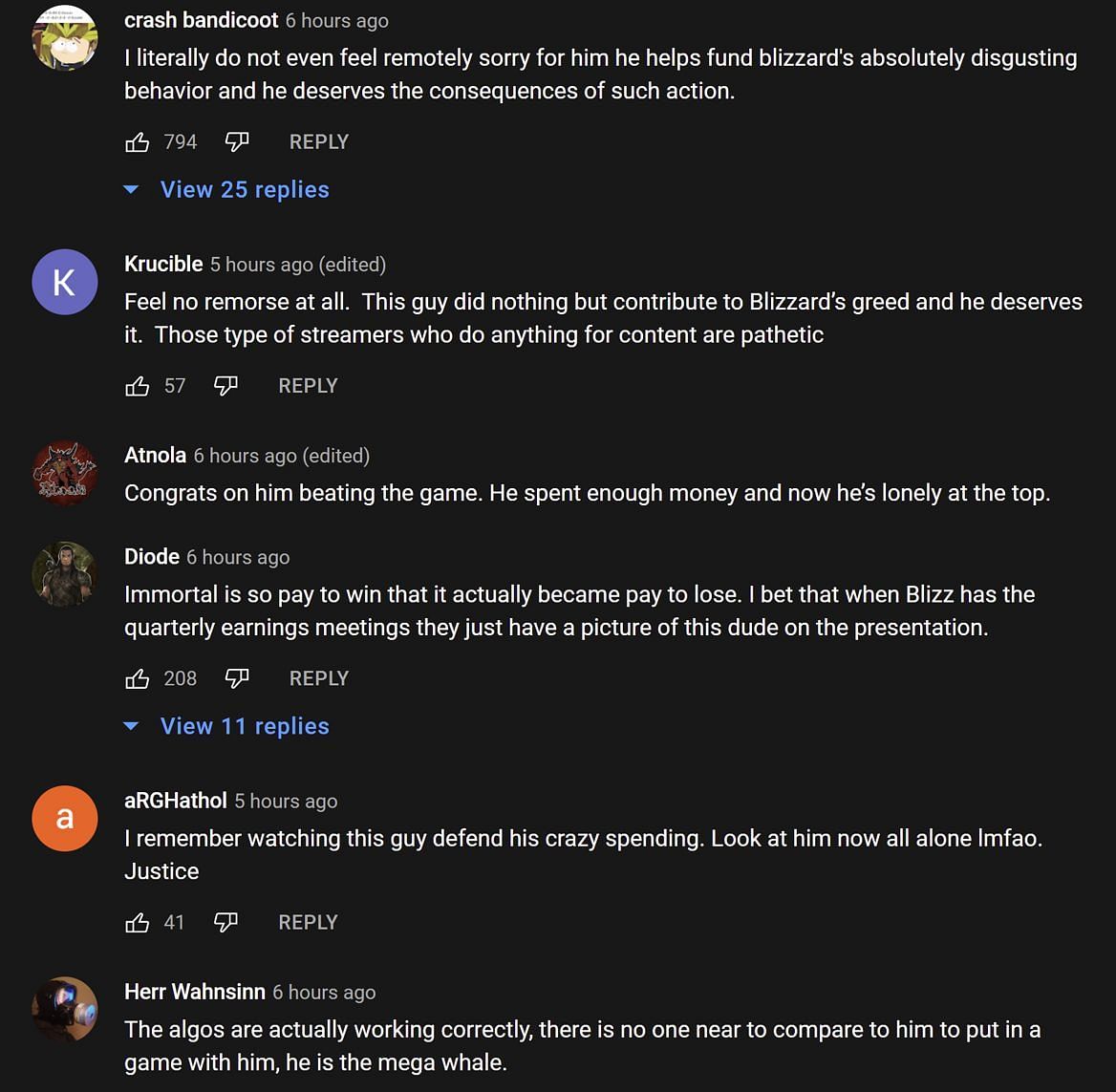 Fans reacting to the Diablo Immortal player spending $100k in-game (Images via Asmongold Clips/YouTube)