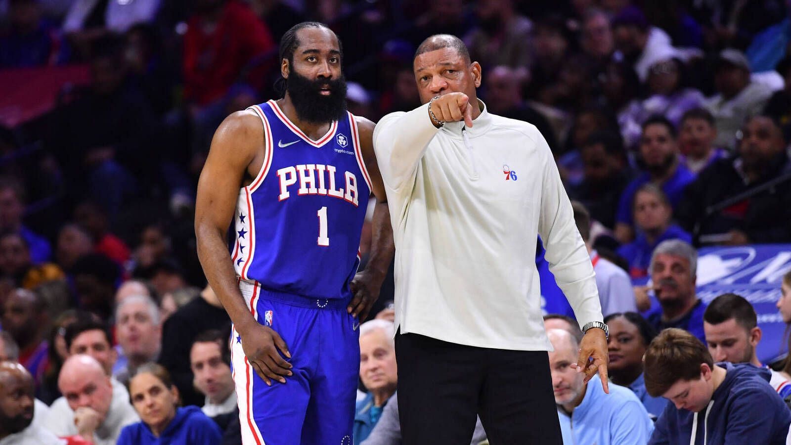 Doc Rivers insists there was nothing fishy with James Harden&#039;s massive paycut to resign for two years with the Philadelphia 76ers. [Photo: Yardbarker.com]