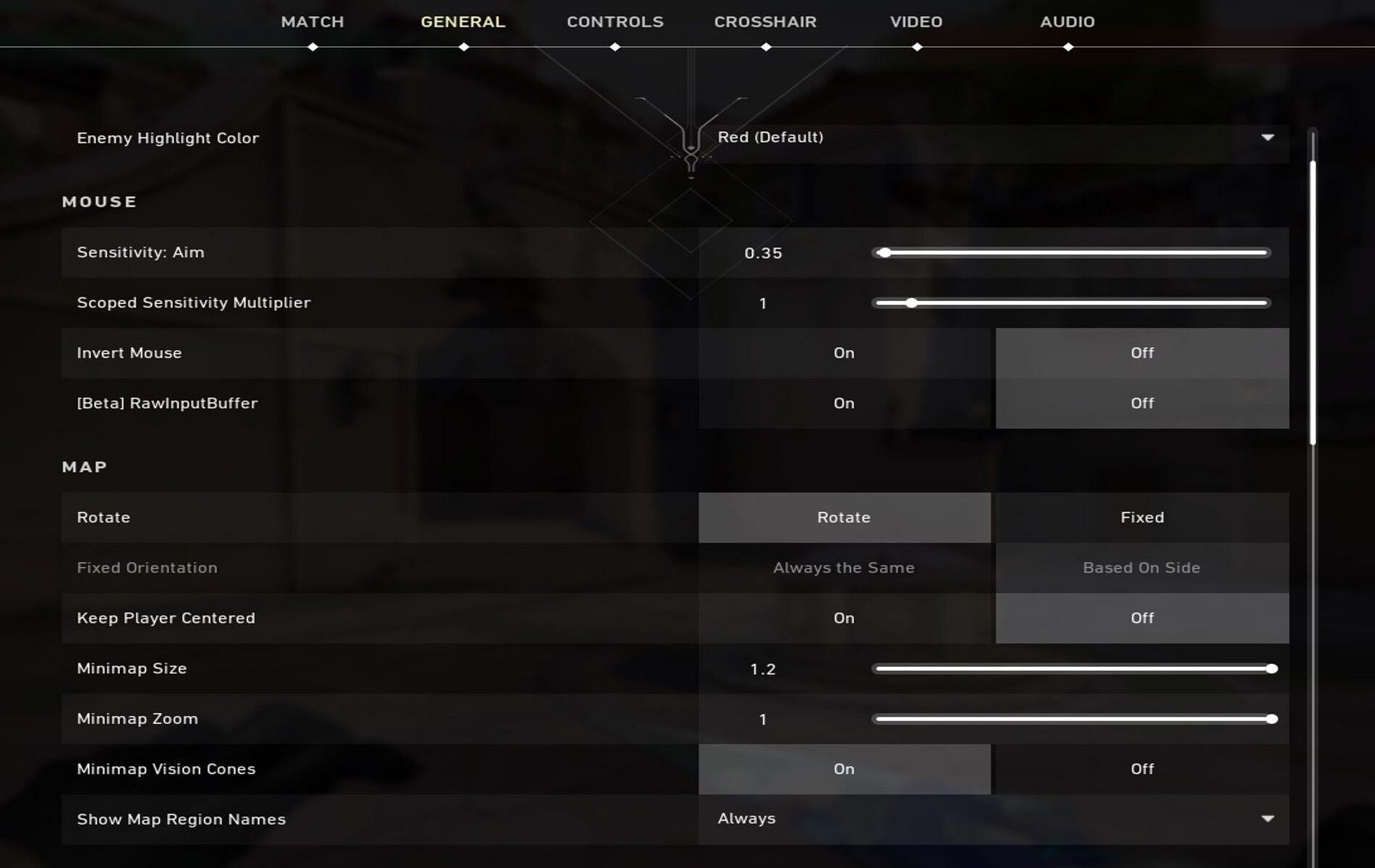 Ideal minimap settings in Valorant (Image via Riot Games)