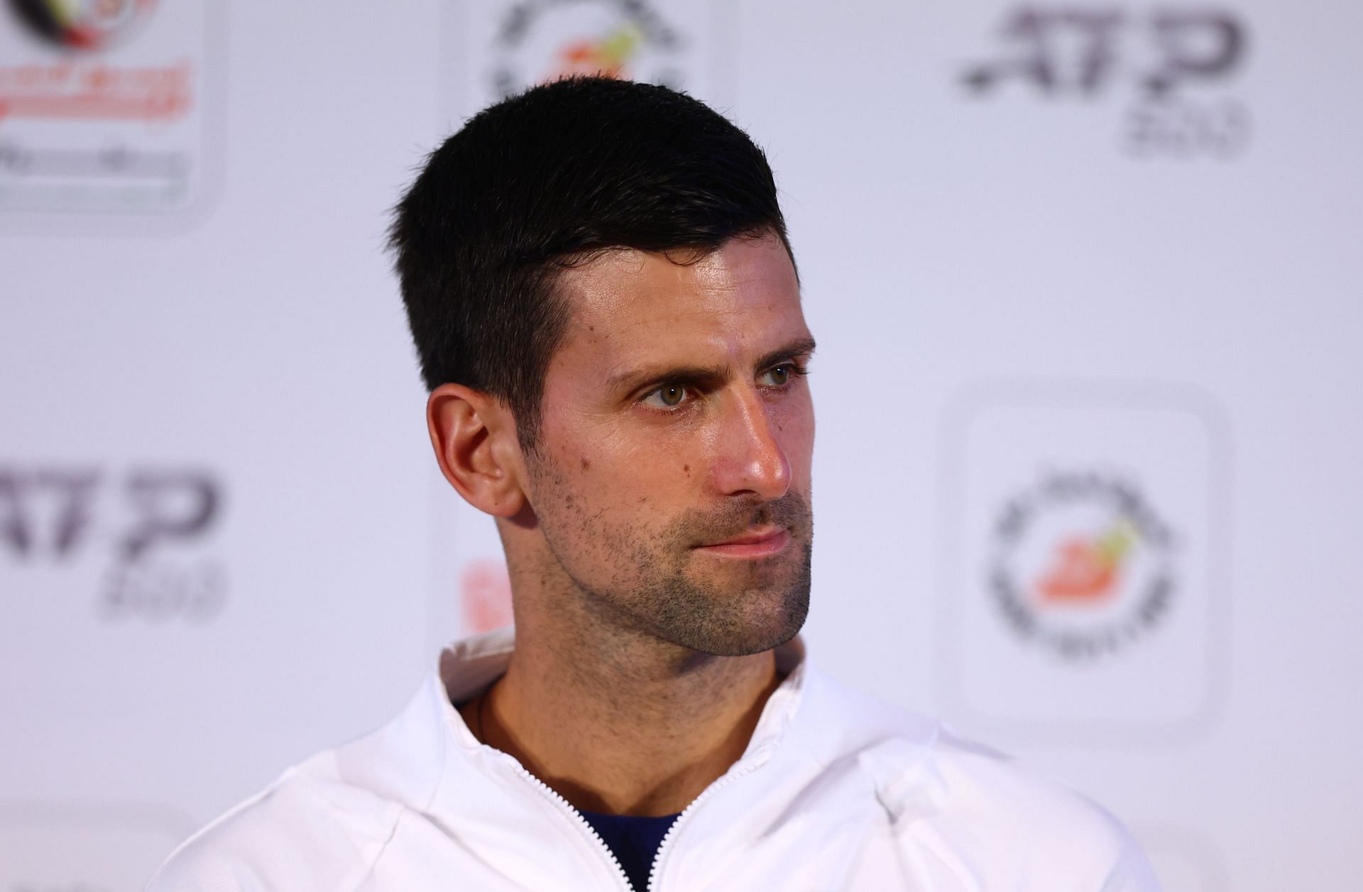 Novak Djokovic at a press conference in Dubai.