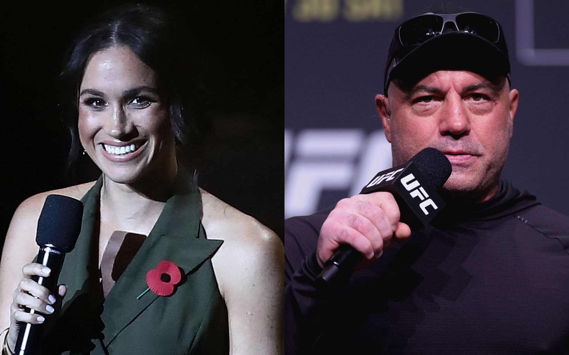 Meghan Markle (L) and Joe Rogan (R) 