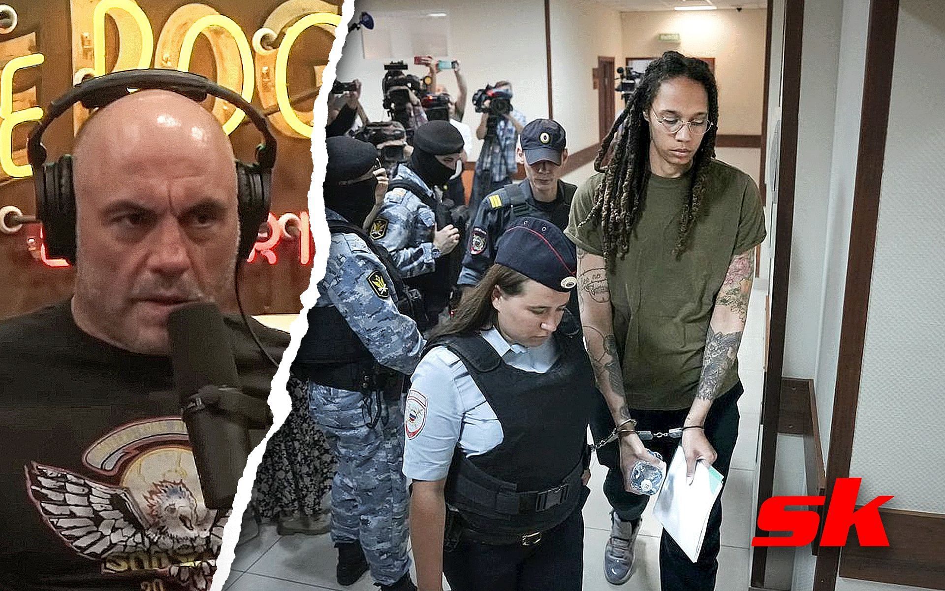 Joe Rogan reacts to Brittney Griner outcry [Photo credit: Powerful JRE on YouTube &amp; thehindu.com]