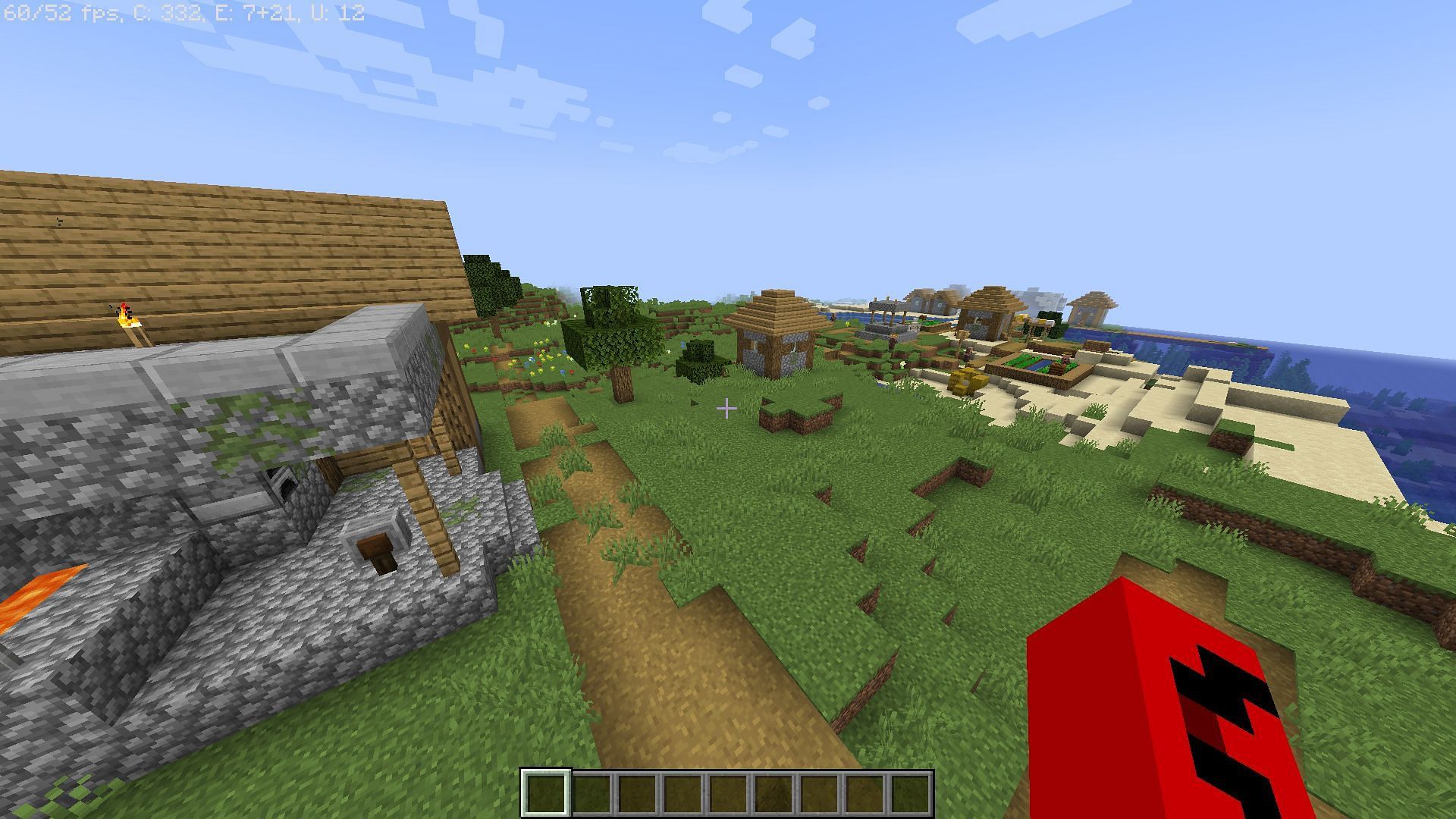 The &quot;Coastal Village&quot; seed (Image via Minecraft)