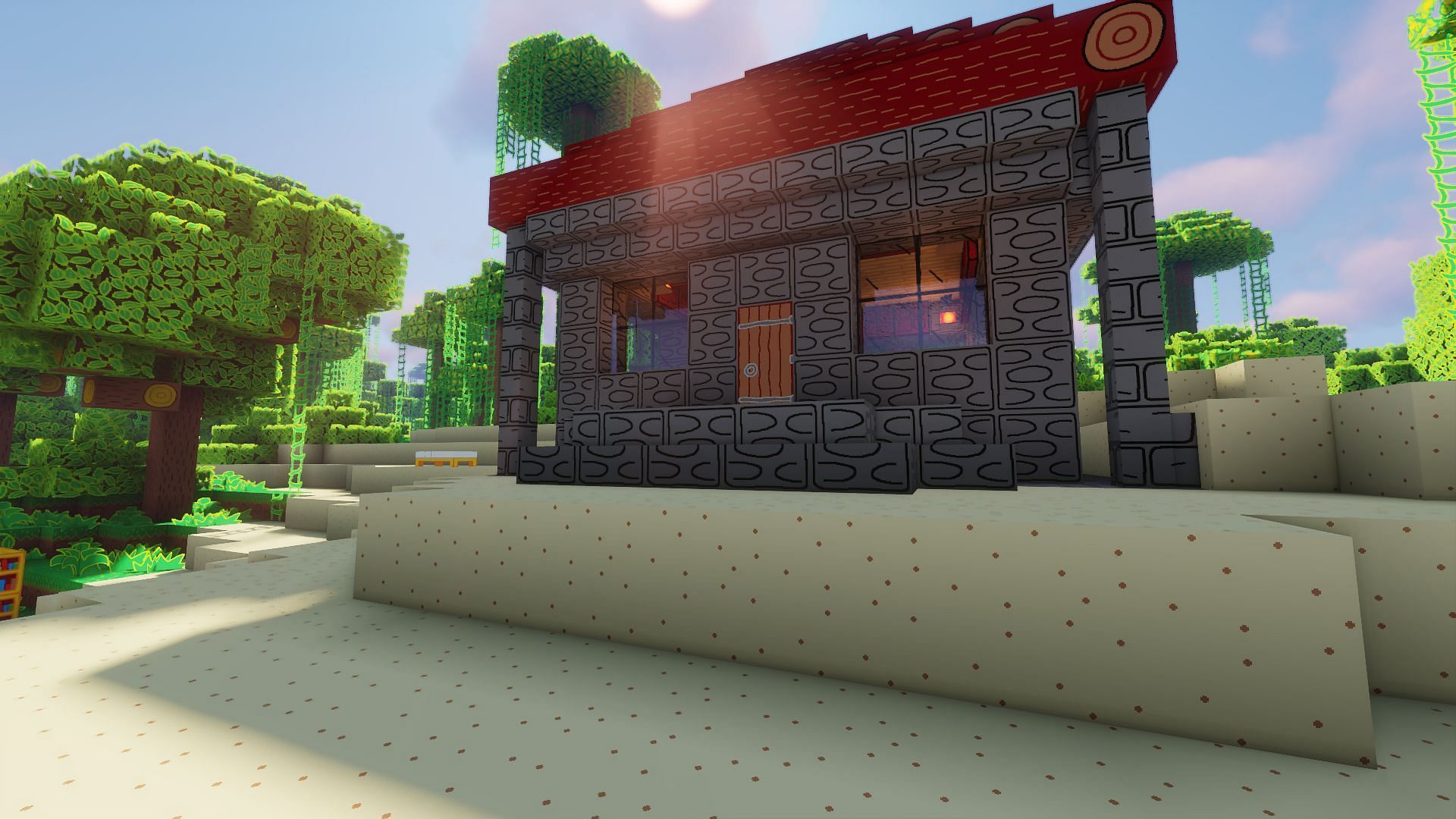 The base with the MS Painted texture pack applied (Image via Mojang)